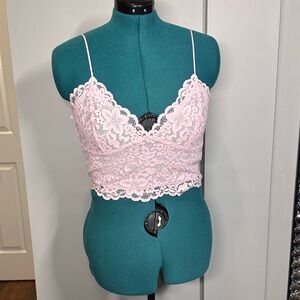 NWT Express Lace Cami, Baby Pink, Size Large.